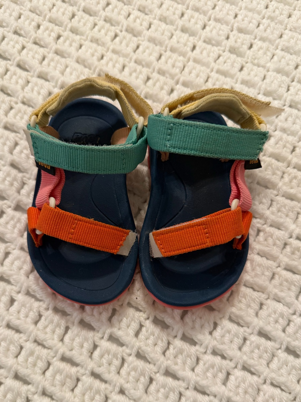 Kids Multicolor Teva Sandals - Navy, Orange, Pink, Yellow & Green